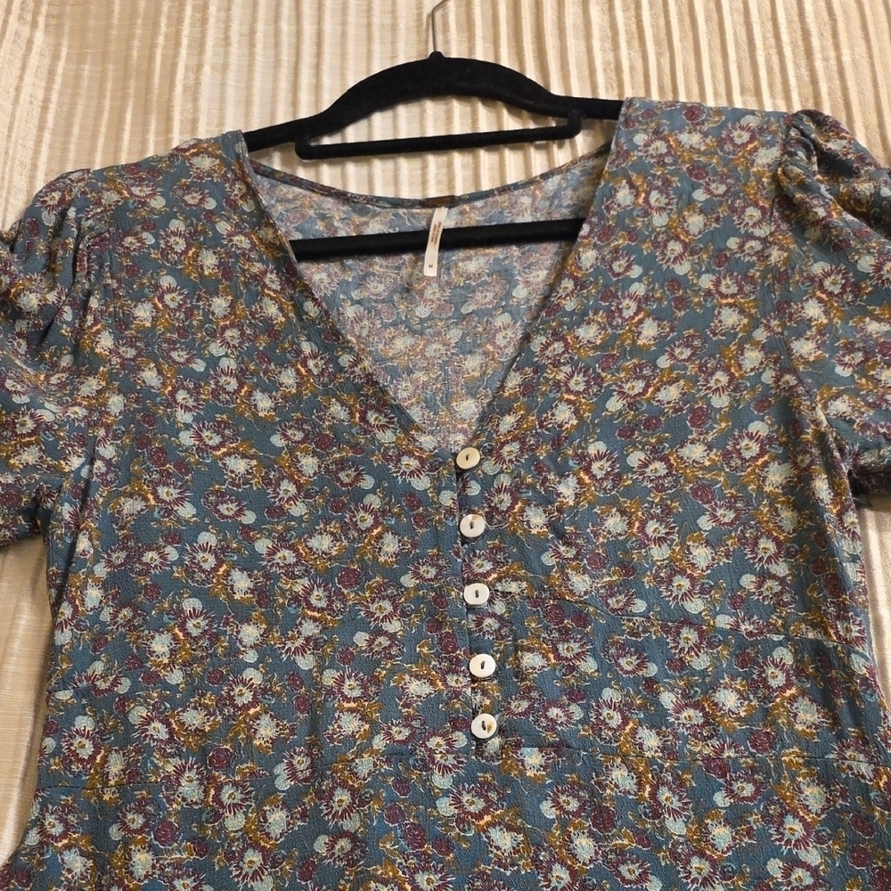 Free People Green and Purple Floral Mini Dress - Picture 9 of 13